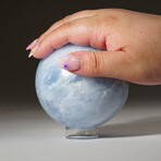 Genuine Polished Blue Calcite Sphere + Acrylic Display Stand // 2.3lb