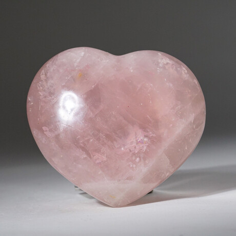 Genuine Polished Rose Quartz Heart + Acrylic Display Stand // 1.4lb