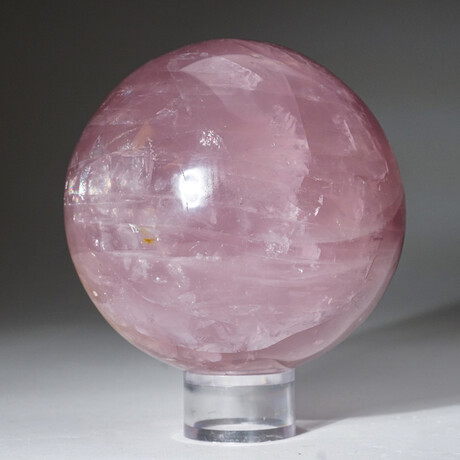 Genuine Polished Rose Quartz Sphere + Acrylic Display Stand // 5.8lb