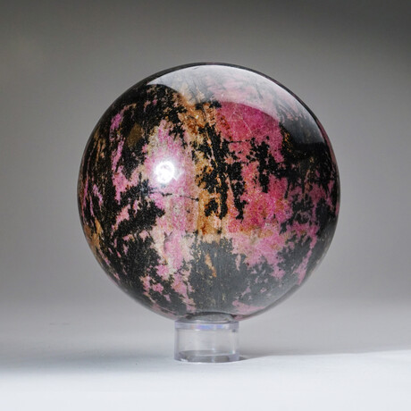 Genuine Polished Imperial Rhodonite Sphere + Acrylic Display Stand // 19.2lb