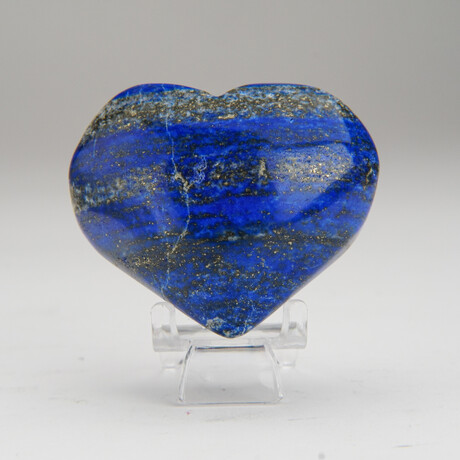 Genuine Polished Lapis Lazuli Heart + Acrylic Display Stand // 200g