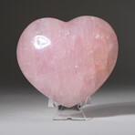 Genuine Polished Rose Quartz Heart + Acrylic Display Stand // 1.1lb