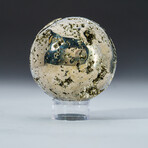 Genuine Polished Pyrite Sphere + Acrylic Display Stand // 0.8lb