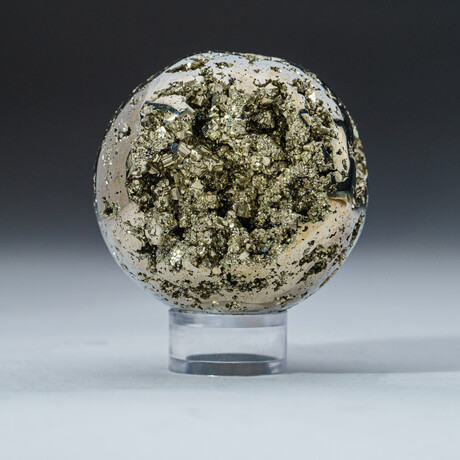 Genuine Polished Pyrite Sphere + Acrylic Display Stand // 0.8lb