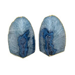 Blue + Gold Trim // Agate Bookends (Small)