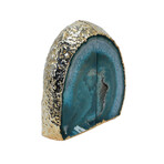 Teal + Gold Trim // Agate Bookends (Small)