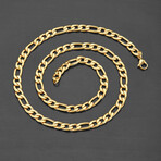 Gold Plated Stainless Steel Figaro Chain Necklace // 24"