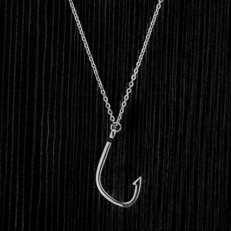 Polished Stainless Steel Hook Pendant // 24"