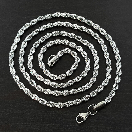 Polished Stainless Steel Rope Chain Necklace // 30"
