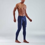 Series-3 Men's Travel + Recovery Long Compression Tights // Navy Blue (S)