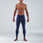 Series-3 Men's Travel + Recovery Long Compression Tights // Navy Blue (S)
