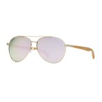Men's Amador Polarized Sunglasses // Matte Gold + Natural Beechwood + Rose Gold Mirror