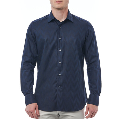 Ernesto Regular Fit Button-Up Italian Collar Shirt // Navy (Euro Size: 40)
