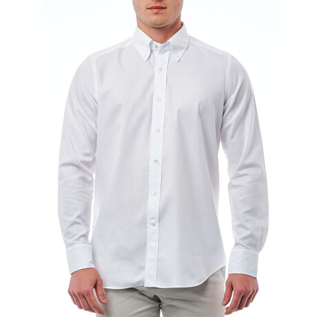 Sebastian Regular Button-Down Shirt // White + Beige (Euro Size: 41)