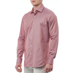 Vito Regular Fit Button-Up Italian Collar Shirt // White + Red (Euro Size: 40)