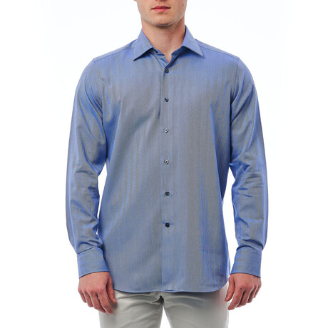 Massimo Regular Fit Button-Up Italian Collar Shirt // White + Blue (Euro Size: 39)