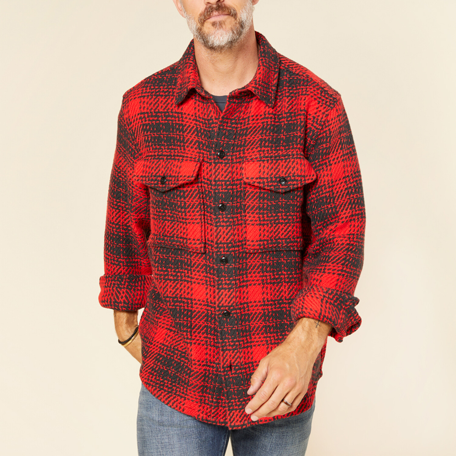 Cloud Weave Flannel Shirt // Bright Red Optic Plaid (L) - Outerknown ...