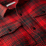 Cloud Weave Flannel Shirt // Bright Red Optic Plaid (L)