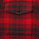 Cloud Weave Flannel Shirt // Bright Red Optic Plaid (L)