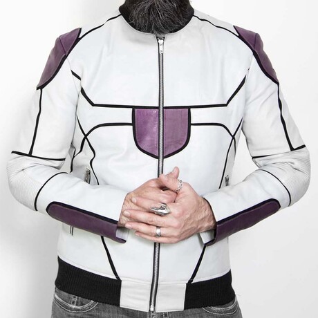 Frieza Dragon Ball Z Leather Jacket // Gray + Purple (XS)
