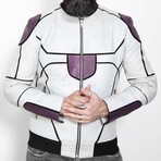 Frieza Dragon Ball Z Leather Jacket // Gray + Purple (XS)