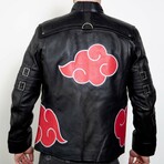 Naruto Akatsuki Cloak Leather Jacket // Black + Red (L)