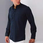 Front Pocket Button Up Shirt // Navy Blue (S)