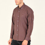 Placket Detail Button Down Shirt // Light Brown (S)