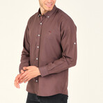 Placket Detail Button Down Shirt // Light Brown (S)