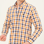 Alberto Button Down Shirt // Dark Blue + Orange (X-Large)