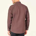 Placket Detail Button Down Shirt // Light Brown (S)