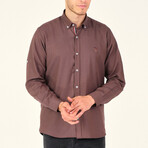 Placket Detail Button Down Shirt // Light Brown (S)