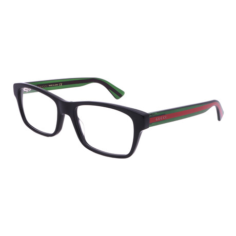 Gucci // GG0006ON-006 Unisex Square Clear Demo Lenses // Black Green