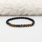 Matte Tiger's Eye + Black Agate + Lapis Lazuli Bead Bracelet (X-Small (Fits Wrist Sizes 6"-6.5"))