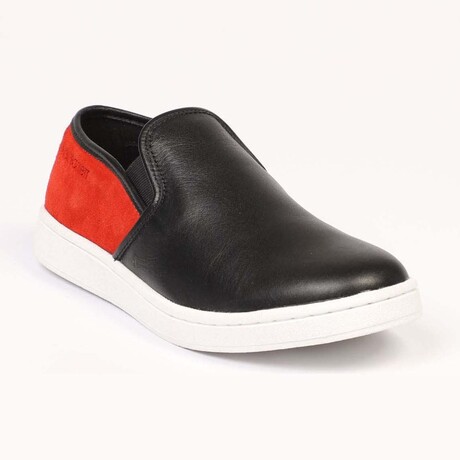 Slip On Logo Shoes // Black + Red + White (Euro Size: 36)