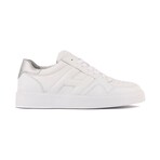 Contrast Heel Leather Sneaker // White + Silver (Euro: 45)