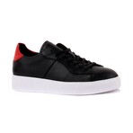 Contrast Heel Leather Sneaker // Black + Red (Euro: 43)