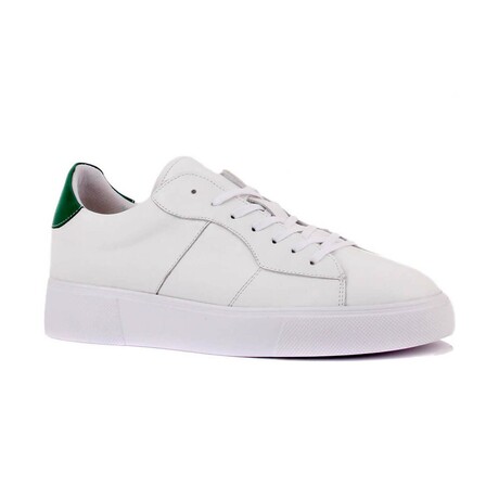 Contrast Heel Leather Sneaker // White + Green (Euro: 39)