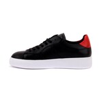 Contrast Heel Leather Sneaker // Black + Red (Euro: 43)