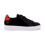 Contrast Heel Leather Sneaker // Black + Red (Euro: 43)