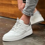 Contrast Heel Leather Sneaker // White + Silver (Euro: 45)