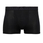 SHEATH 2.1 Bamboo Men's Dual Pouch Trunks // Black + Gray (Large)