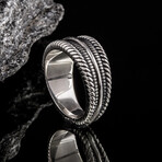 Viking Ring with Ornament Sterling Silver Pagan Ring // Silver (9)