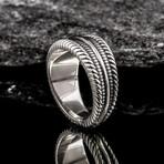 Viking Ring with Ornament Sterling Silver Pagan Ring // Silver (9)