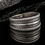 Viking Ring with Ornament Sterling Silver Pagan Ring // Silver (9)