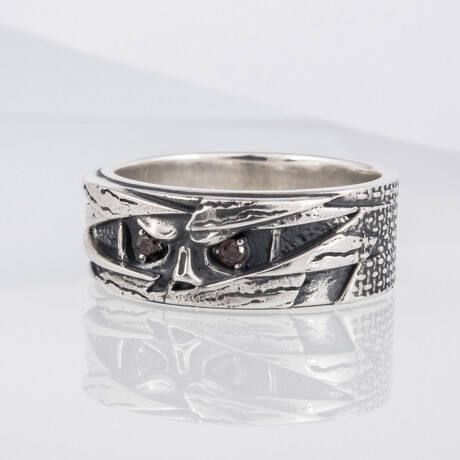 Mummy Silver Ring with Red Cubic Zirconia // Silver (6)