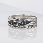 Mummy Silver Ring with Red Cubic Zirconia // Silver (9)