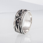 Mummy Silver Ring with Red Cubic Zirconia // Silver (9)