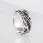 Mummy Silver Ring with Red Cubic Zirconia // Silver (9)