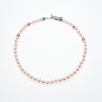 Sterling Silver + 18K Dragon Head Shell Pearl Necklace // 18" // Pink